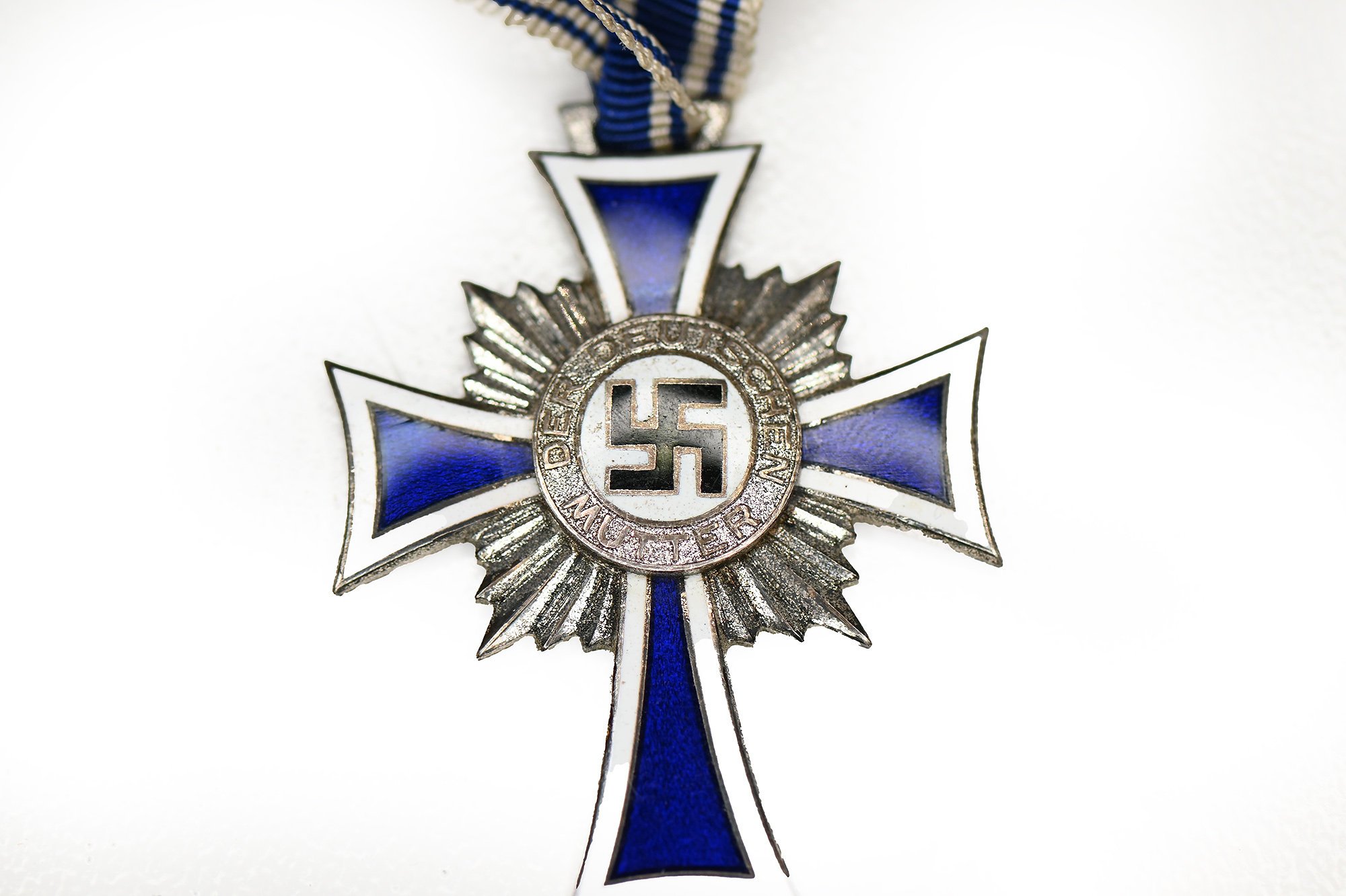 mother cross in silver with long ribbon