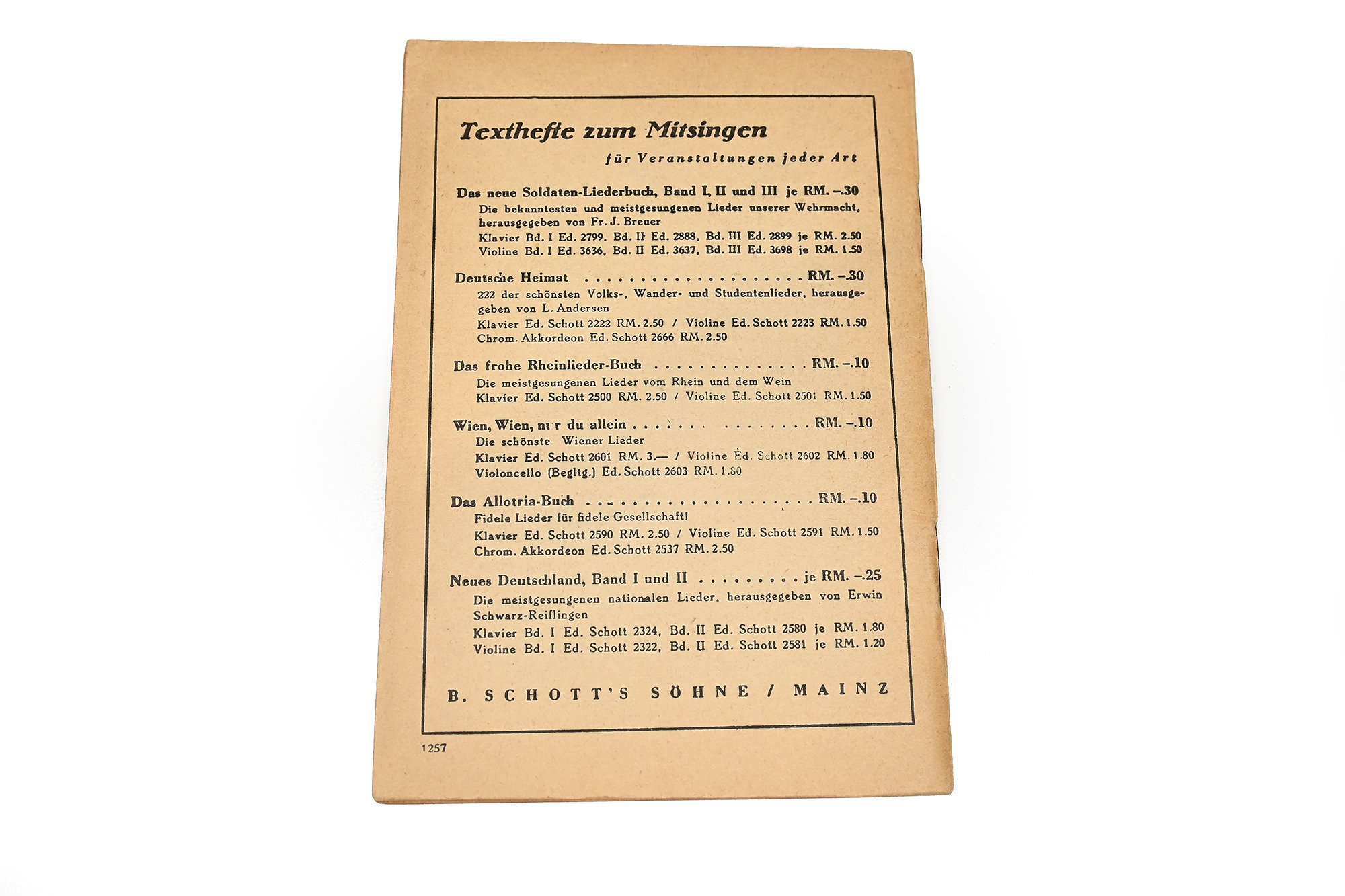 set of 3 German soldiers songbooks