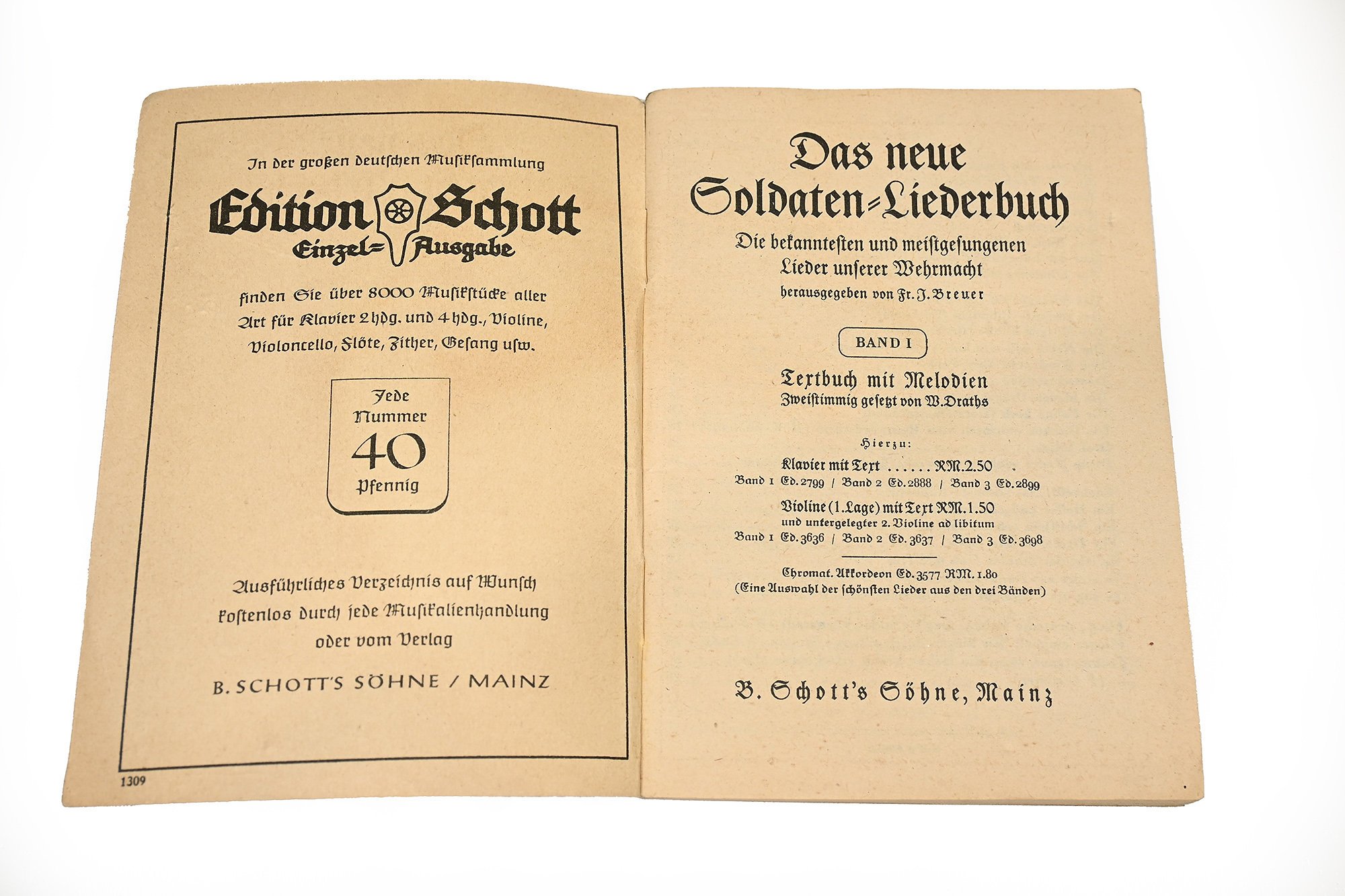 set of 3 German soldiers songbooks