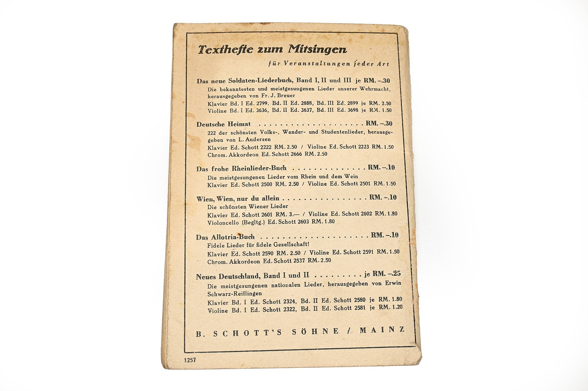 set of 3 German soldiers songbooks
