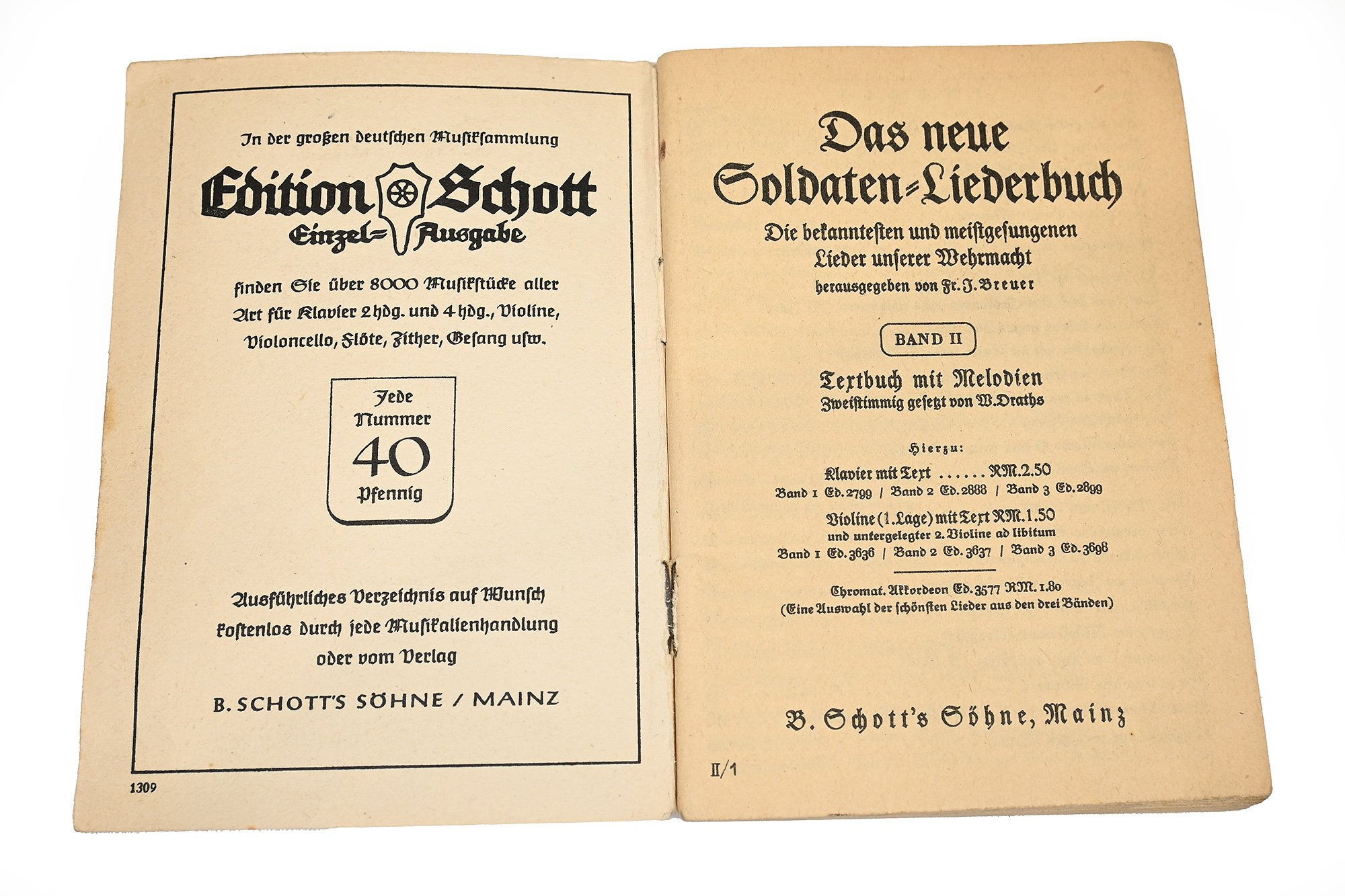 set of 3 German soldiers songbooks