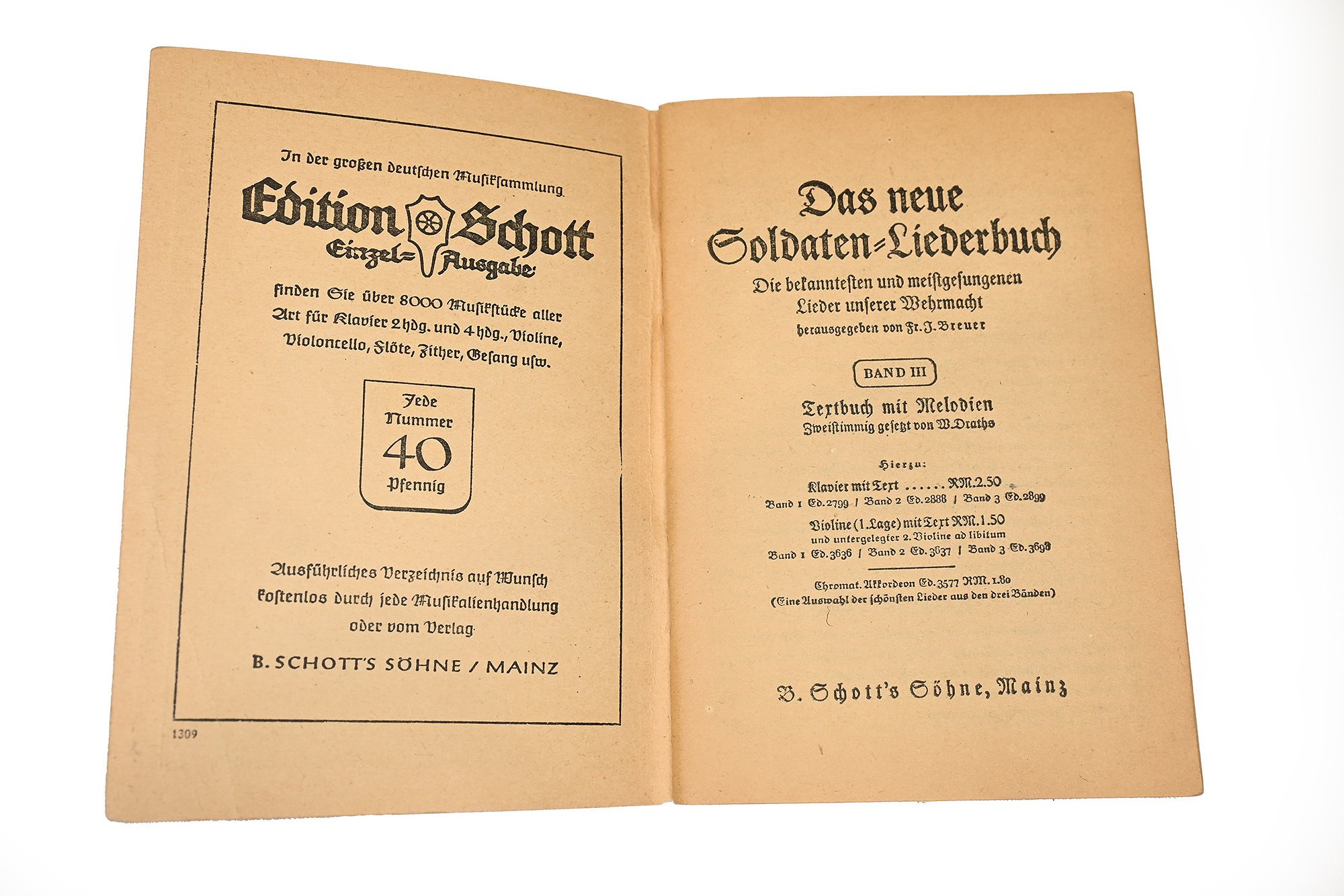 set of 3 German soldiers songbooks