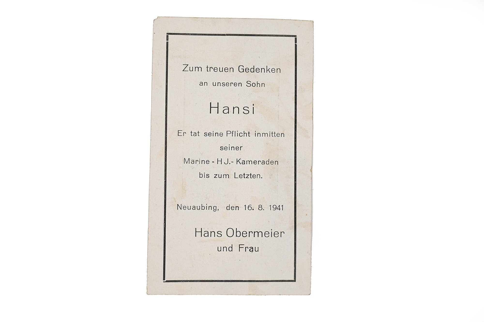 HJ prayer card