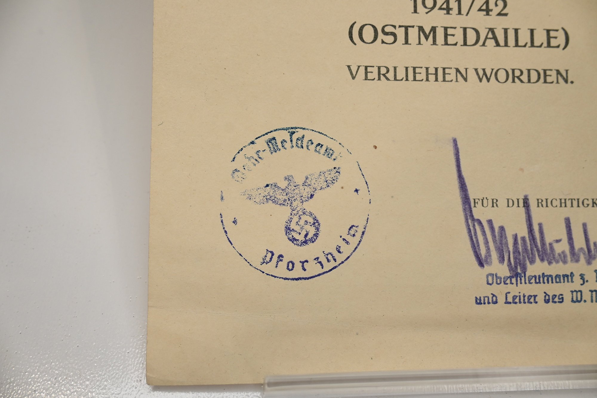 East medal certificate