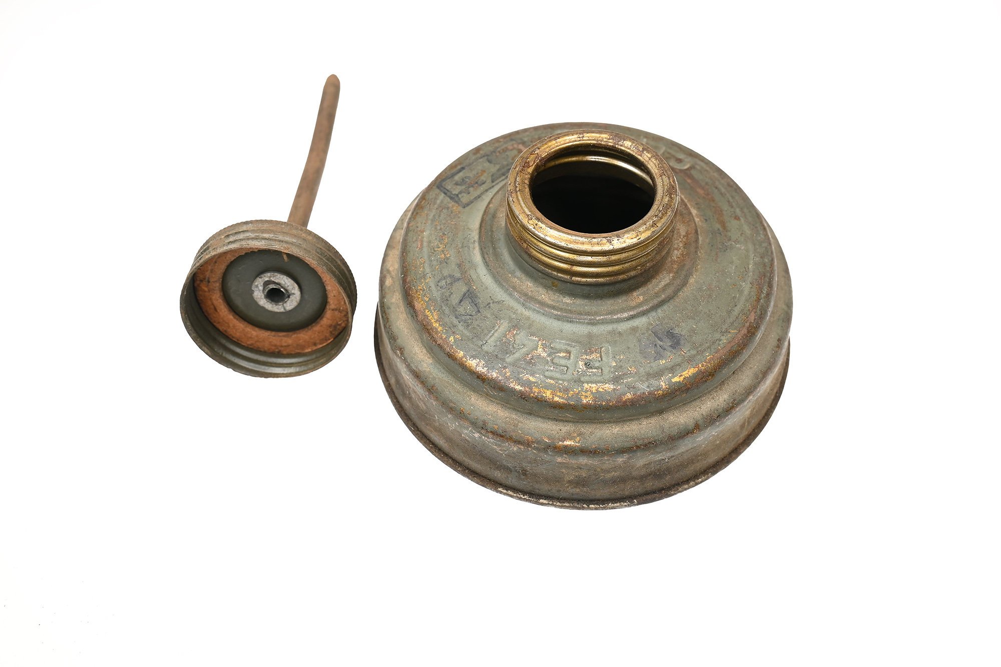 German oil can made from a gas mask filter