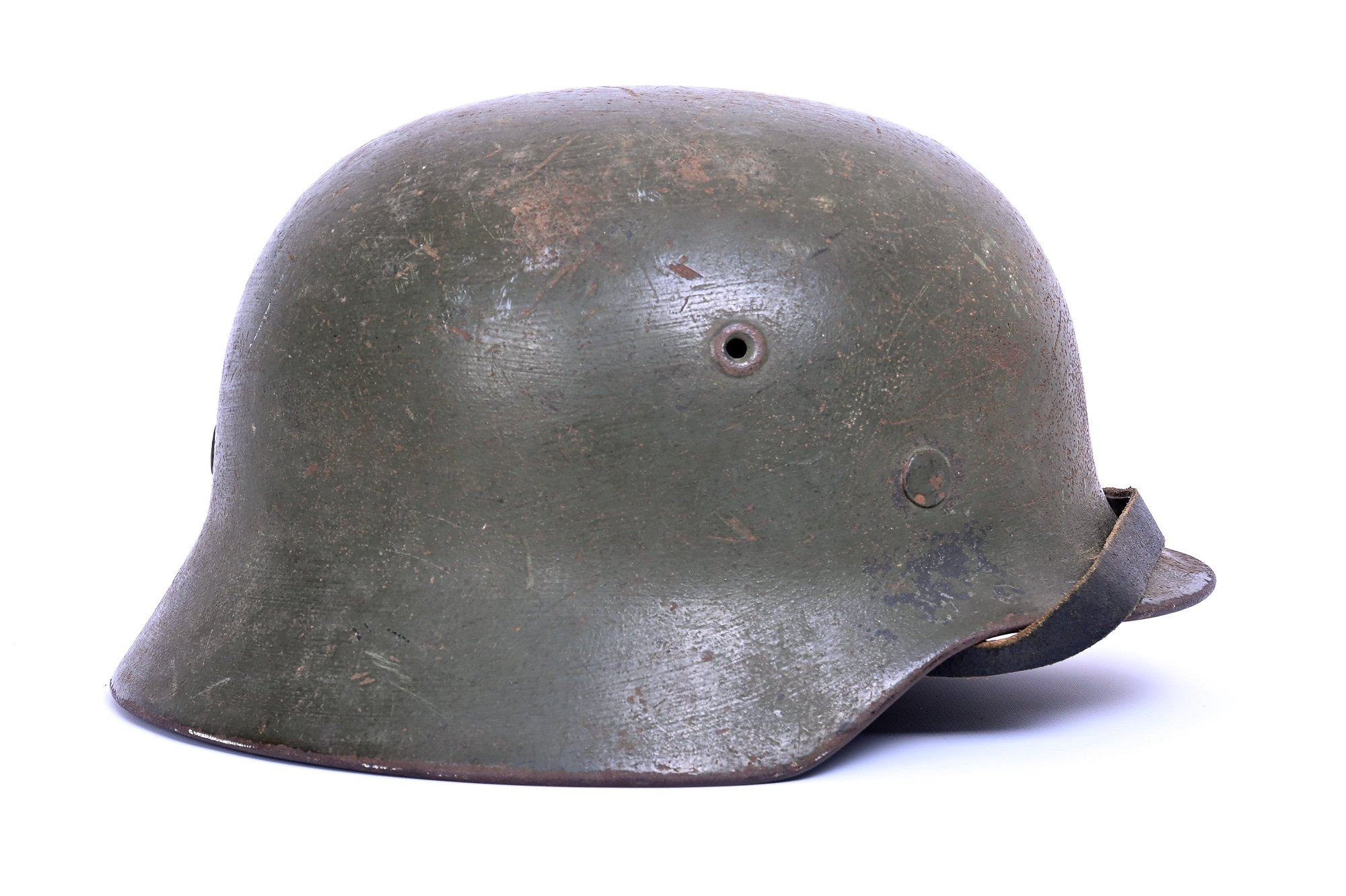 m40 helmet with green camo.