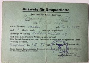 'Ausweis für Umqaurtierte' (proof of relocated) - Röesner