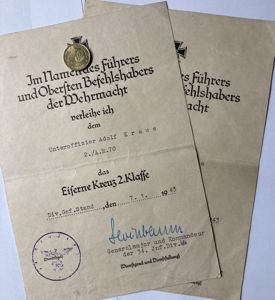 Citation set - WH (Heer) - 34.Inf.Div. - Kraus