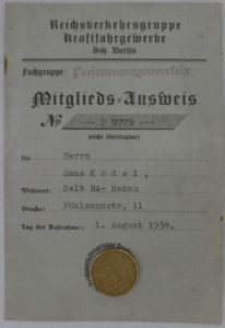 'Mitglieds-Ausweis' (membership-card) - Ködel