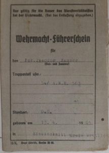 Wehrmacht-Führerschein (army drivers-license) - WH (Heer) - 'Maultier' - Feuser