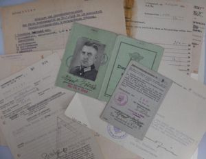 'Dienstausweis' grouping - 'Feuerschutzpolizei Litmannstadt' (Lódz) - Tölke