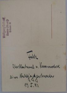 KC recipient signed postcard - Falck