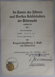 Citation - Luftwaffe - II Fliegerkorps - Hillen