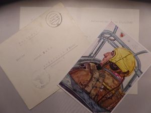 Willrich postcard with signature - Zerstörergeschwader 1 - 'Hauptmann' Falck - Palm