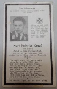 Deathcard - Luftwaffe - 'Fsch.Jg.' - 'Westfront' - Krauß