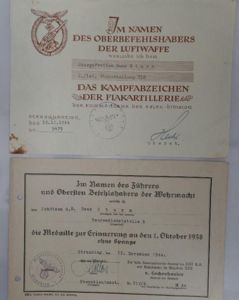 Soldbuch/citations - Luftwaffe - 4.Flak.Div. - Sturm