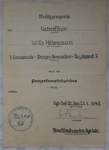 Citation WH (Heer) - 7.Pz.Div. - Hökemann