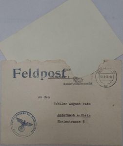 'Feldpost' / signature 'Großadmiral' Raeder