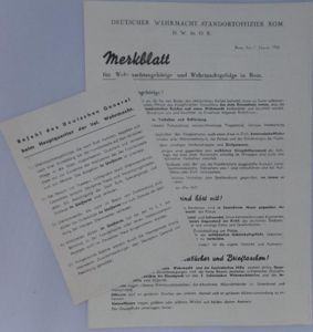 'Merkblatt' (instruction sheet) - 'Deutscher Wehrmacht Standortoffizier Rom' - Italy