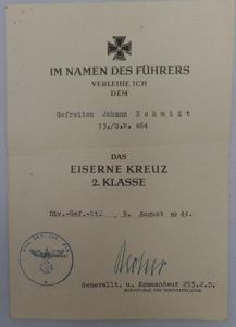 Single award document (Heer) - 253.Inf.Div. - Schmidt