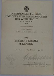 Single award document WH (Heer) - 132.Inf.Div. - Hillen