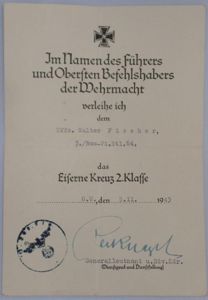 Single award document (Heer) - Bau-Pi.Btl.64 - Fischer