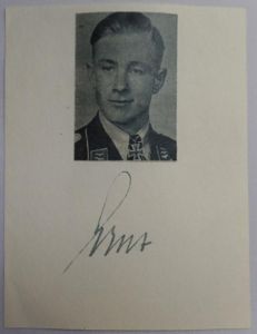 Signature 'Major' Helmut Lent - Luftwaffe ace