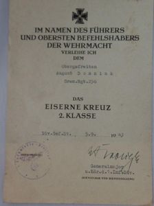 Single award document WH (Heer) - 1.Inf.Div. - Domnick -