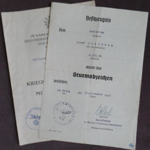 Award document set WH (Heer) - Pi.Btl.46 - Gietmann