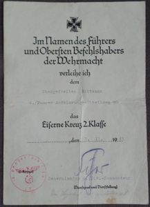 Single award document (Heer) - 10.Pz.Div. - Rittmann