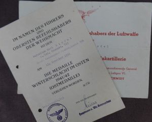 Award document set Luftwaffe - Flakabt.743 - Kirfel