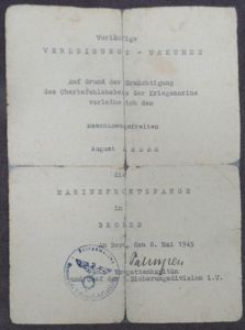 Single award document KM - 9.Sicherungsdivision -Krebs