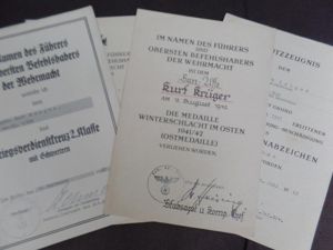 Award document grouping WH (Heer) - 292.Inf.Div. - Krüger