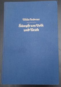 Period book entitled: 'Kampf um Volk und Reich' - bearing a period dedication conc. the 'Kampfgeschwader 'Hindenburg'