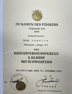 Citation - WH (Heer) - Feldgendarmerie-Trupp 327 - Schultz