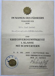 Citation - WH (Heer) - Heeres-Flak Art.Abt.302 - Italy - Keidel