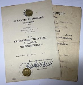 Citation set - WH (Heer) - 62.Inf.Div./ 'Wehrmachtsbefehlshaber Dänemark' - Gaida
