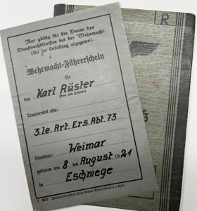 Wehrpass/drivers-license - WH (Heer) - 21.Pz.Div. - DAK - Rüster