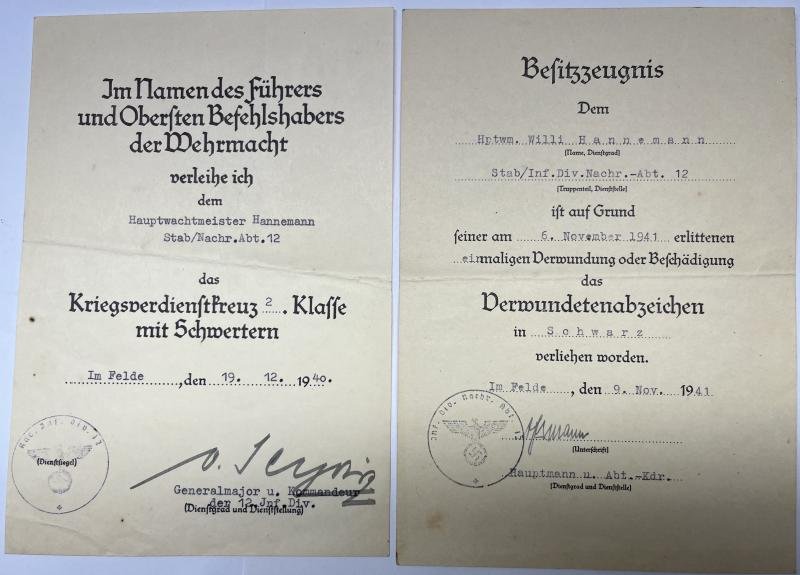 Citation grouping - WH (Heer) - 12.Inf.Div. - Hannemann