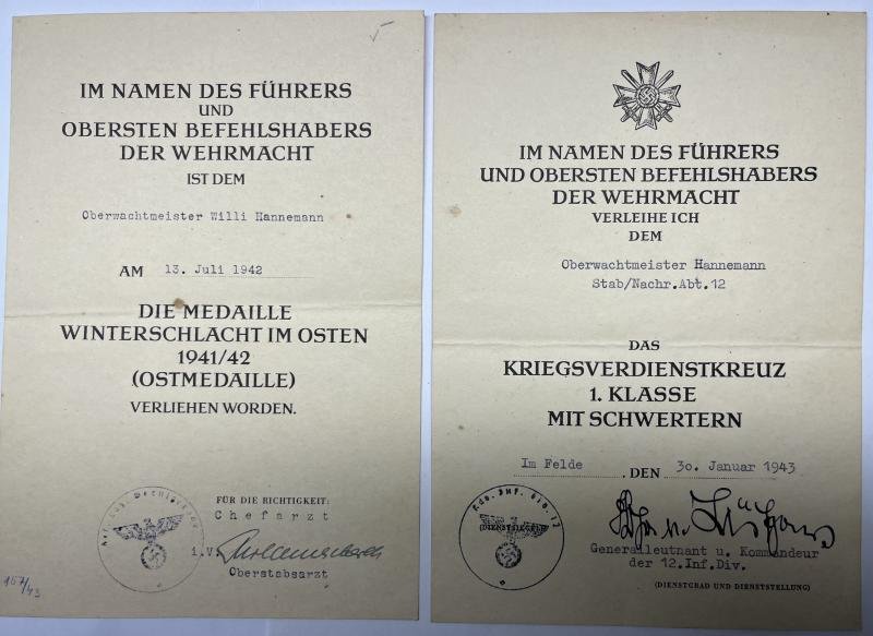 Citation grouping - WH (Heer) - 12.Inf.Div. - Hannemann