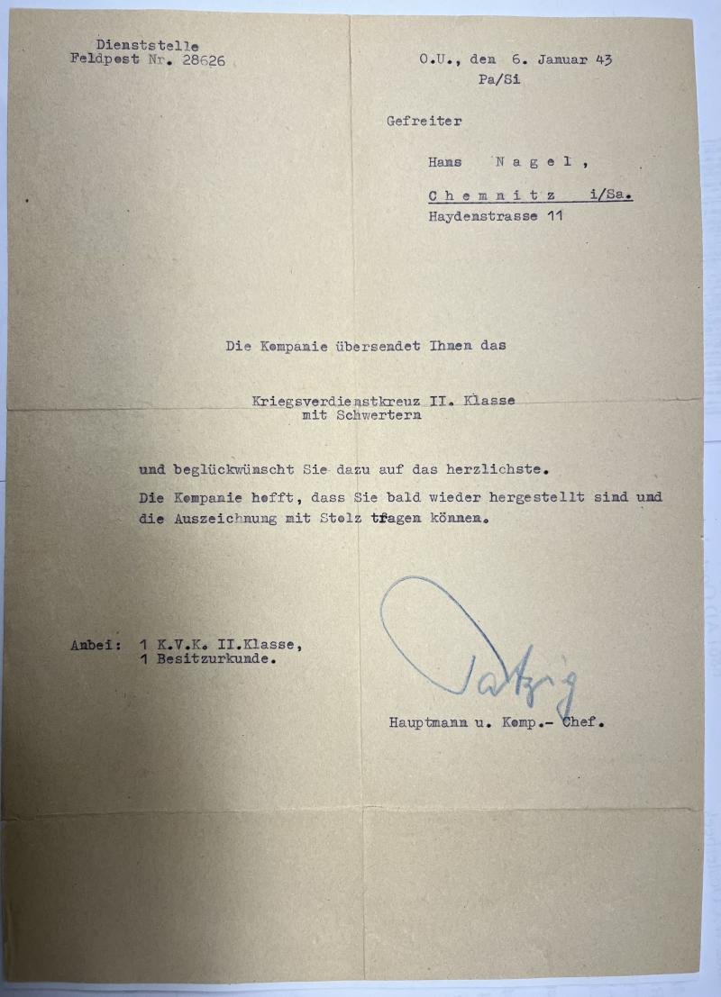 Soldbuch /award documents grouping WH (Heer) - 6.Armee - Nagel