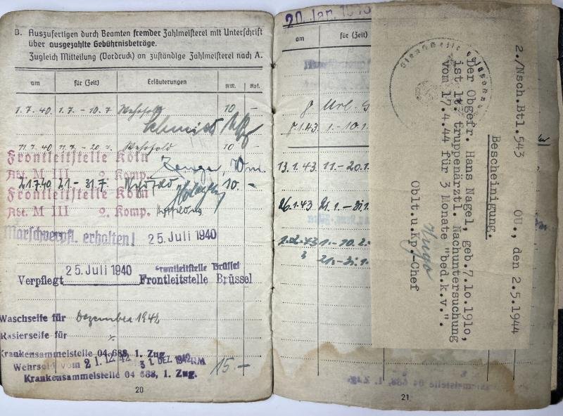 Soldbuch /award documents grouping WH (Heer) - 6.Armee - Nagel