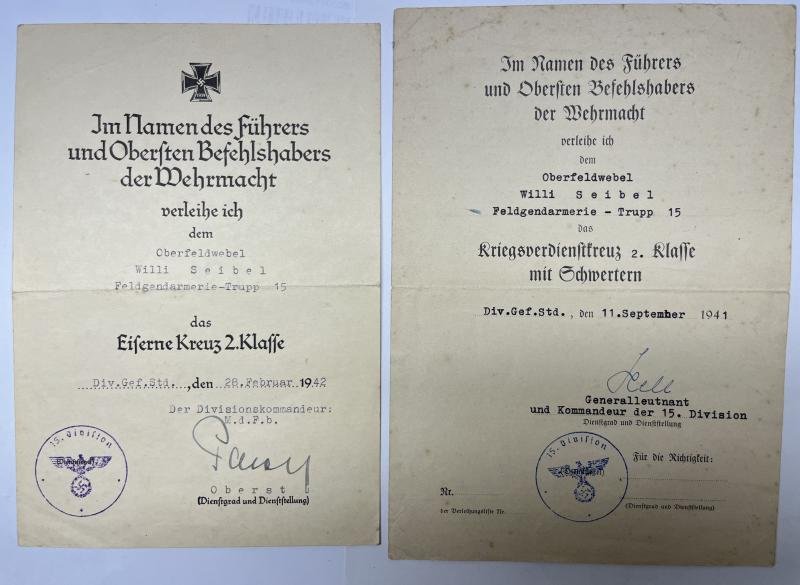 Citation set - WH (Heer) - 15.(Inf.) Div. - Seibel
