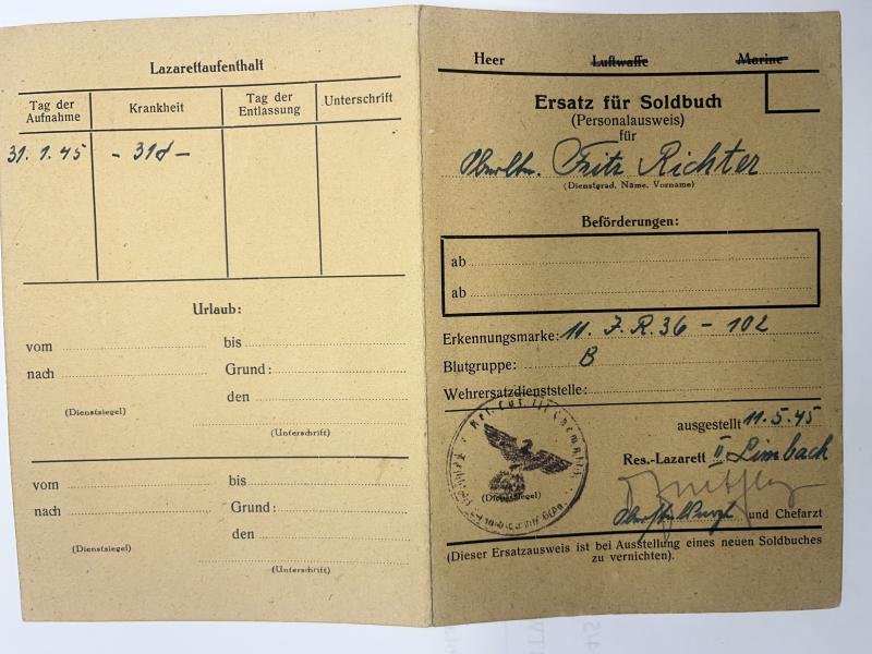 'Ersatz für Soldbuch' - WH (Heer) - Richter