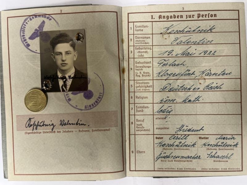 Wehrpass - Luftwaffe 176.Inf.Div. - Koschûtnik