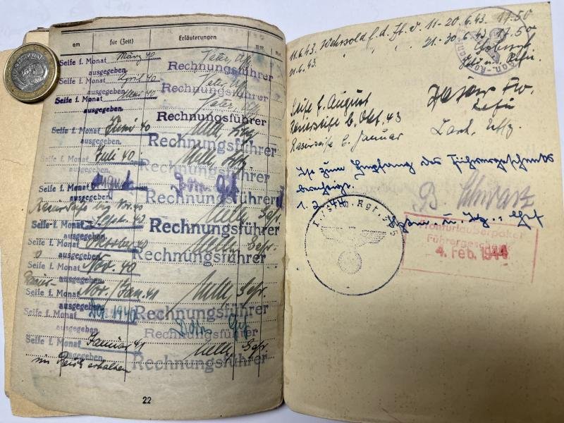 Soldbuch WH (Heer) - 221.Inf.Div./454.Sich.Div. - Lasch