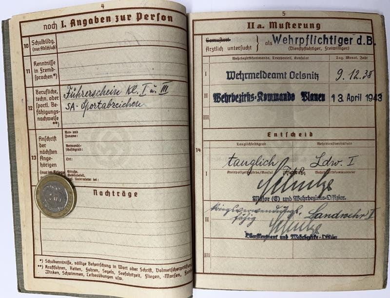 Wehrpass - 'Algemeine-SS' - Nahr