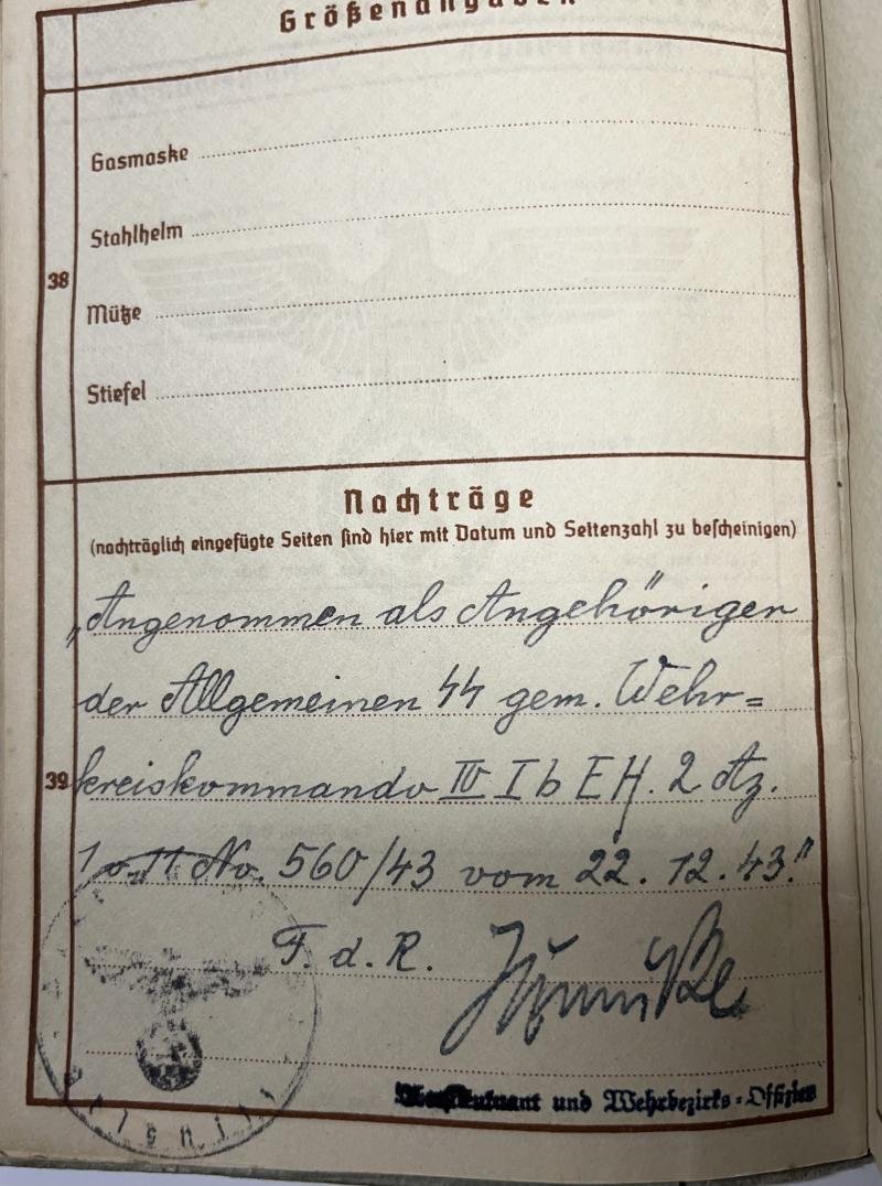 Wehrpass - 'Algemeine-SS' - Nahr
