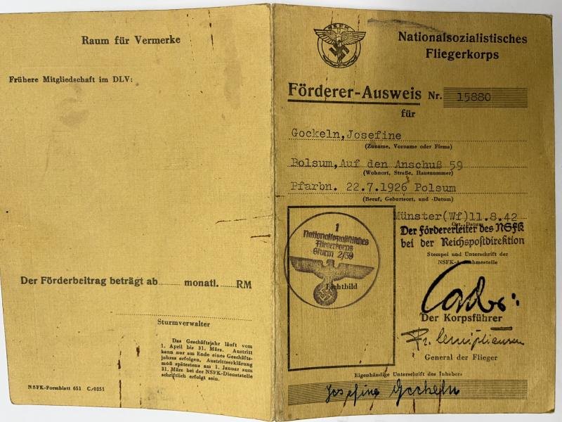'Förderer-Ausweis' I.D. - NSFK - Gockeln