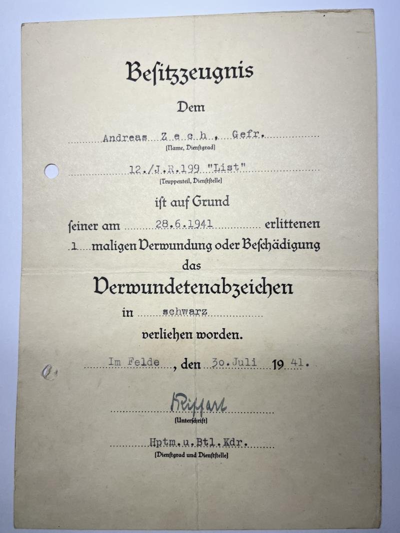 Citation grouping - WH (Heer) - 57.Inf..Div. - 'List' - Zech